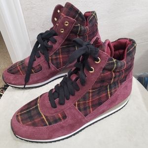 NEW Bella Vita Enice Plaid Hightop Sneaker 9 Wide